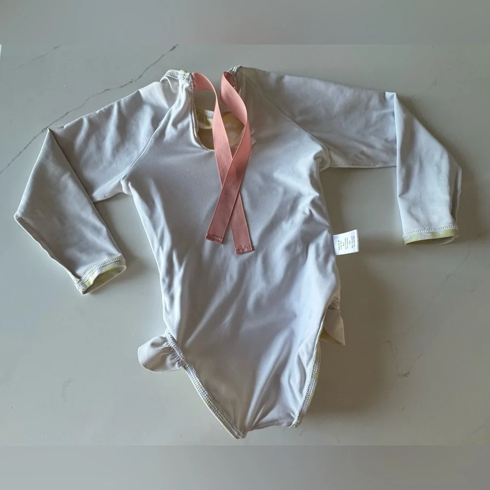 MINNOW Girls Citron Blossom Rashguard One Piece sz 3/4 - Picture 9 of 11